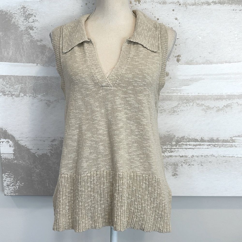 Central Park West Sleevless Collared Top 100% Cotton
